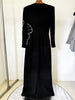 High Street Designer Party Vestido Women's Long Sleeve Diamonds Beaded Crystal Long Maxi Dress