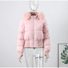 Zipper Cotton Quilted Puffer Jacket Women Furry Hooded Long Sleeve Slim Casual Female Coat Winter Outerwear Chic Lady Coats