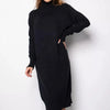 Ribbed Turtleneck Knitted Dress Women Autumn Winter Basic Long Sleeve Sweater Dress Woman Solid Color Long Dresses Female
