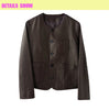 Women's Autumn Clothing European Sheepskin Casual O-Neck Single-Breasted Coffee Litchi Stria Genuine Leather Jacket