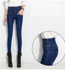 Autumn Winter Oversized Single Breasted High Waisted Elastic Jeans Women's Slim Skinny Pencil Pants Velvet Warm Pants