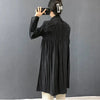 Lightweight Women's Pleated Trench Coat Autumn Chic Loose Single Breasted Stand Collar Long Windbreaker 2DB5549