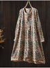 Japanese Vintage Mori Girl Floral Printed Knitted Sweater Pullover Dress Women Autumn O-Neck Long Sleeve Casual Loose Dresses