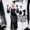 Elegant Mall Gothic Women Evening Dresses Grunge Aesthetic E-girl Velvet Midi Dress Lace Splice Sexy Split Alt Outfits