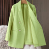 Blazer Coat Metal Buckle Small Suit Jacket Women Clothing Double Breasted Long Sleeve Office Lady Elegant Blazers