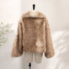 Retro Faux Fur Short Coat Women Elegant Casual Plush Lapel Single Breasted Coats Female Winter Classic Chic Street Outwear