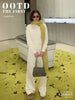 Women's Autumn Winter Knit Cardigan Pants Set Slim Fit Long Sleeve Long Trousers Simple Solid Color Sweater Suit