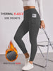 Womens Thermal Fleece Lined Leggings with Pockets, High Waisted Tummy Control Workout Winter Warm Thick Tights Pants