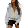 Solid Color Oversized Zipper Jacket for Women Spring Autumn Loose Versatile Hooded Sweatshirts Pocket Casual Hoodies Outerwear