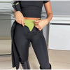 Women High Waist Zipper Abdomen Shaping Shark Pants Black Slim Tie-waist Hip Package Pant Female Autumn Lady Trousers