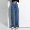 Woman Korean Double Buckle Design Jeans Female Winter Snow Warm Thermal Plush Pants Girls High Waist Denim Trousers