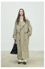 Spring Autumn Oversized Khaki Long Trench Coat for Women Double Breasted Loose Casual European Overcoat