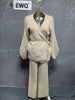 Women's Knit 2 Piece Set Lace-up Gathered Wast Cardigan Coats High Waist Wide Leg Pants Winter 26C1023