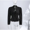 Spring Waist-closed Blazer Coat Women's Hollow Out Long Sleeve Buttons Pleated Short Coat Office Lady Outerwear
