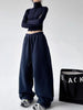 Polar Fleece Wide Leg Trousers for Women Oversize Style Loose Winter Thick Warm Sweatpants Y2K Vintage Thermal Pants
