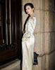 Spring Autumn Long Shiny Flowy Soft Satin Trench Coat for Women Belt Double Breasted Elegant Designer Closthes