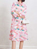 Printed Geometric Dress Women's Spring Lapel Single Breasted Color Block Loose A-line Stretch Dresses 2DB2204