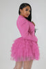 Vintage Women Single Breasted Notched Neck Puff Long Sleeve Mesh Cascading Ruffles Big Swing Blazer Dress Chic Vestidos
