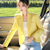 Milk Yellow Blazer casual small fragrant style Suit Jacket For Women Spring Short Female Jacket With Lining Top