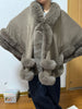 Women 2 Circle Wraps Long Faux Rabbit Fur Cape Poncho Winter Loose Thick Warm Shawl Outerwear Knitted Cloak Overcoat
