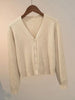 Sweater Knitted Cardigan Button Jacket Spring Autumn V-neck Long Sleeve Casual Short Tops For Women Sweater Grey White