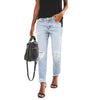 Women's Slim Jeans Casual Ripped Denim Pants Spring Autumn Office Lady Work Trousers High-waisted Straight Jeans