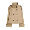 Women's Solid Color Trench Coat Stand Collar Double Breasted Waist Tie Elegant Commuter Casual Loose Comfortable Warm Outfit