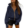 Solid Color Oversized Zipper Jacket for Women Spring Autumn Loose Versatile Hooded Sweatshirts Pocket Casual Hoodies Outerwear