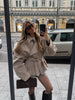 Women Casual Solid Lace Up Short Trench Coat Chic Long Sleeve Wide Shoulder Loose Windbreaker Spring Lady Street Outerwear