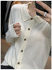 Women's Elegant Spring Knitted Cardigan Wool Polo Neck With Pockets Solid All-Match Casual Soft Tops Coats ZB1047006