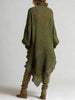 Turtleneck Knitted Dress Hollow Out Loose Fit Midi Skirt Asymmetric Hem Boho Strappy Crochet Sexy Women's Vestido