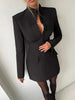 Office Elegant Dress Women Autumn Single Breasted Stand Collar Simple Solid Street Commute Skinny Suit Bodycon