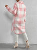 Winter Women's Long Coat Plaid Plush Lapel Pocket Button Cardigan Top Street Versatile Warm Jacket for Female