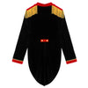 Womens Circus Ringmaster Costume Tuxedo Party Showman Tailcoat Blazer Stand Collar Fringed Shoulder Board Velvet Jacket Coat
