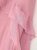 Casual Solid Ruffles Patchwork Robe Women Minimalist Full Sleeve Mesh Loose Fit Lace Up Maxi Dress Vacation Daily Date Wear