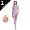 2-piece Autumn/Winter Women's Solid Color Simple Warm Underwear Set Comfortable Round Neck Long Sleeve Elastic Waist Pants Large