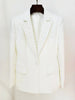 High Street Designer Runway Women's Slim Fit Single Button Rhinestone Diamonds Beaded Blazer Jacket