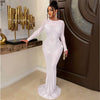 Women Mesh Patchwork Diamonds Rhinestones Bodycon Midi Mermaid Maxi Dress Evening Sexy Party Dresses Vestidos