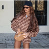 Retro Suede Coats High-waist Shorts Set Women's Plaid Full Sleeves Short Zipper Jackets Autumn Winter Ladies Outwear