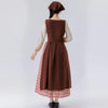Ladies' Temperement Pastoral Style Fresh Patchwork Long Sleeve A-line Skirt Plaid And Flower Splicing High Waist U-neck Dress