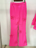 High Street Designer Trousers Women Flowers Appliques Pants