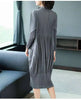 Pleated Clothing For Women Long Sleeve Stand Collar Doulble Pockets Loose Dress Vestido YF576