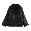 Winter Women's Black Faux Leather Jacket Warm Streetwear Outwear Solid Elegant Warmth PU Coat for Ladies Jackets Coat Tops