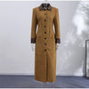 Vintage Large Lapel Tweed Long Coat Women Elegant Loose Double Breasted Belt Coats Lady Winter Classic Chic Street Overcoat