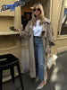 Casual Stand Collar Lace Up Trench Coat Women Chic Full Sleeve Single Breasted Windbreaker Lady Commute Daily Outwear