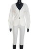 Elegant Blazer 2-Piece Set Women Single Breasted Jacket+Calf Pants Matching Simple Solid Office Commute Slim Outfits
