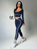 Women's Fall/Winter Round Neck Long Sleeve Yoga Top Outdoor Sports Fitness Yoga Pants