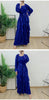 Ruffles Pleated Dress Women Round Neck Flare Sleeves Solid Maxi Belt Dresses Party Spring 2AA1502