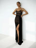 Women Black Mesh Ruched Trailing Strap Dress Glam Square Neck Bodycon Club Outfit Ladies Night Party Apparel