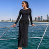 Elegant Long Sleeve Ruched Sexy Maxi Dress Women Gown Autumn Draped Bodycon Long Dresses Female Clothing